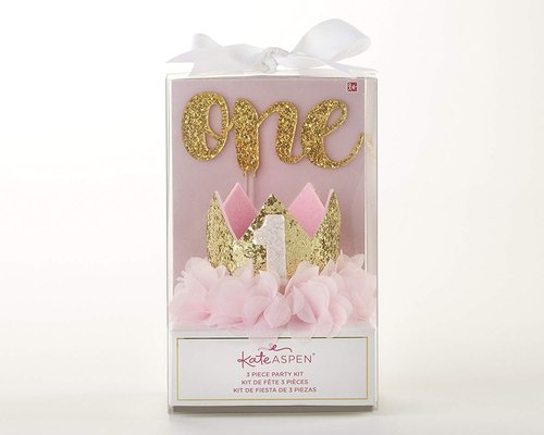 Kate Aspen, Gold Glitter 1st Birthday Décor Kit, Baby Birthday Set, Banner