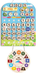 Skiennix Interactive Wooden Calendar for Kids Ages 3+ | Teach Seasons & Daily Activities (12 x 15 Inches)
