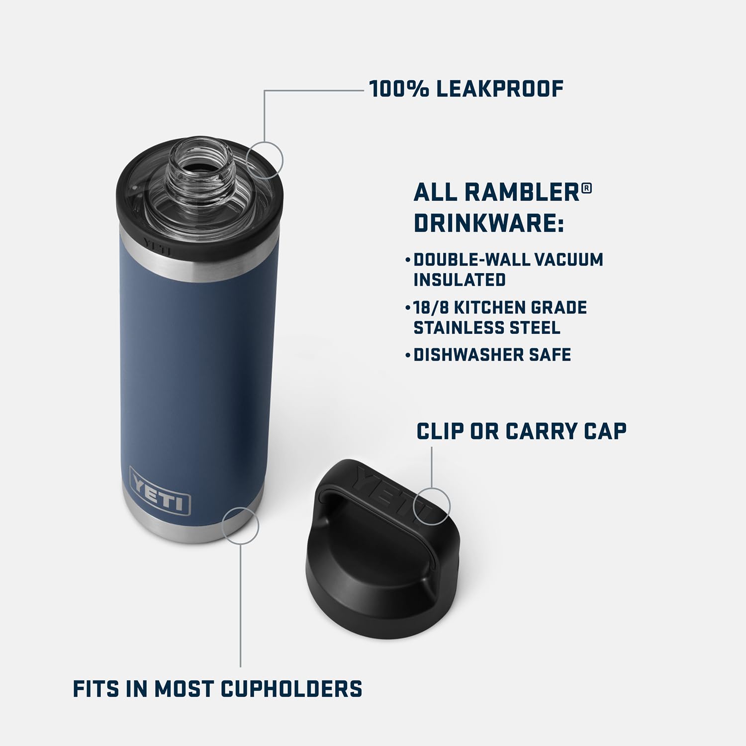 YETI Rambler 18 oz Bottle, Leakproof, Vacuum Insulated, Stainless Steel with Chug Cap, Alpine Yellow