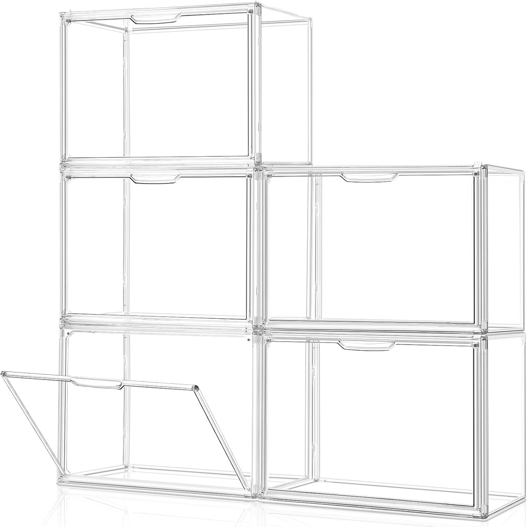 Skiennix Purse Organizer - 5-Pack Stackable Clear Acrylic Storage Bins with Magnetic Door | Ideal for Handbags and Collectibles