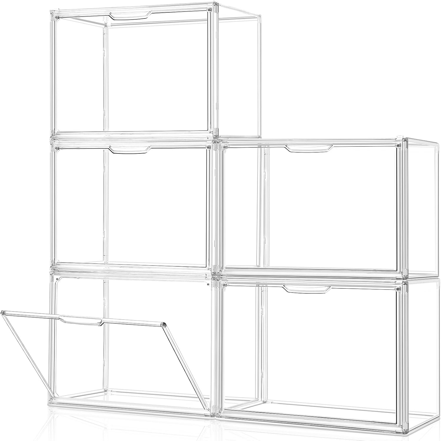 Skiennix Purse Organizer - 5-Pack Stackable Clear Acrylic Storage Bins with Magnetic Door | Ideal for Handbags and Collectibles
