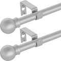 GXOACKJ Silver Curtain Rods - Heavy Duty Metal Set for Windows 48 to 84 Inches | 2 Pack with Brackets