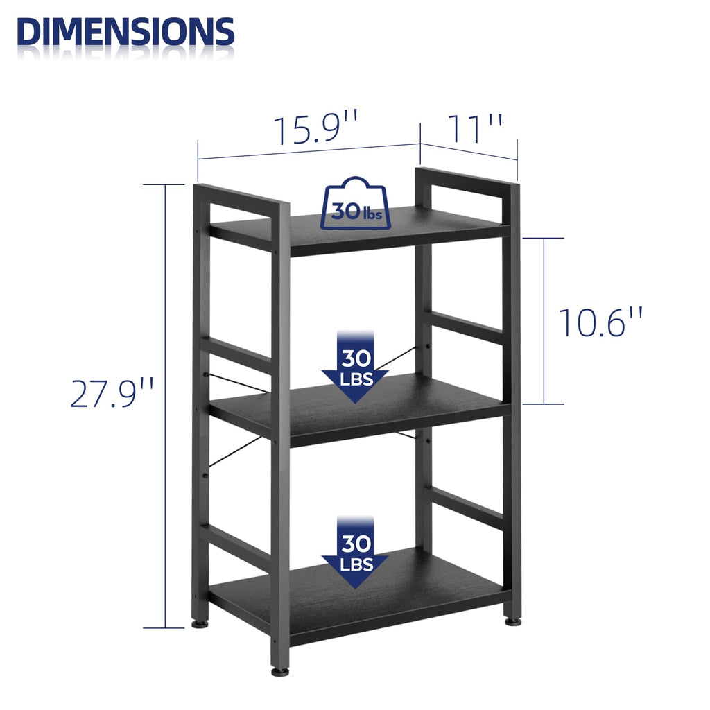 NUMENN 4 Tier Small Bookshelf, Industrial Bookcase Shelf Storage Organizer, Modern Book Shelf for Bedroom, Living Room and Home Office, Black