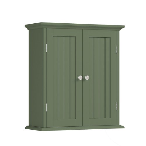 ChooChoo Bathroom Wall Cabinet, Over The Toilet Space Saver Storage Cabinet, Medicine Cabinet with 2 Door and Adjustable Shelves, Cupboard, Green