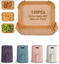 Bella Air Fryer Disposable Paper Liners - 130PC Food Grade Non-Stick Parchment for Easy Cleanup | Rectangle