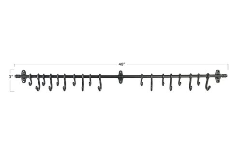 Decorative Forged Metal Wall Rod with 18 Hooks (DF2856)