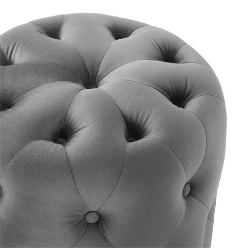 Modway EEI-3778-GRY Anthem Tufted Button Round Performance Velvet Ottoman, Gray
