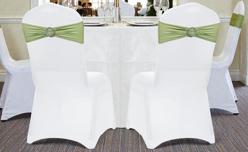MDS Spandex Chair Sashes - Universal Fit Elastic Stretch Bands with Buckle | 125 Pack - Sage Green