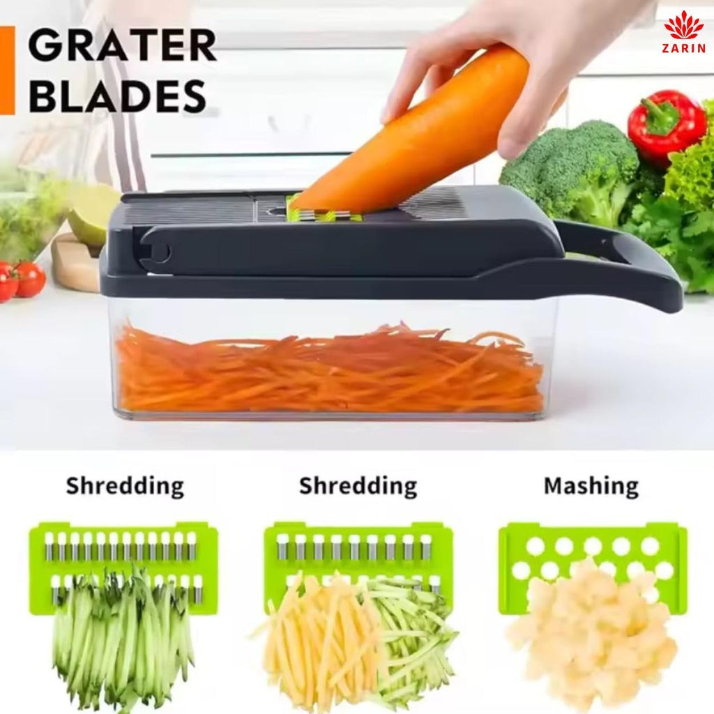 ZARIN 16-in-1 Vegetable Chopper & Slicer - Multi-Function Kitchen Gadget for Effortless Meal Prep