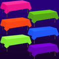 6 Pack Neon Table Cloths Party Decorations, Pink Orange Yellow Green Blue Purple Glow in The Dark Plastic Tablecloth, Disposable Rainbow Table Cover for Glow in Dark Neon Party Supplies Decorations