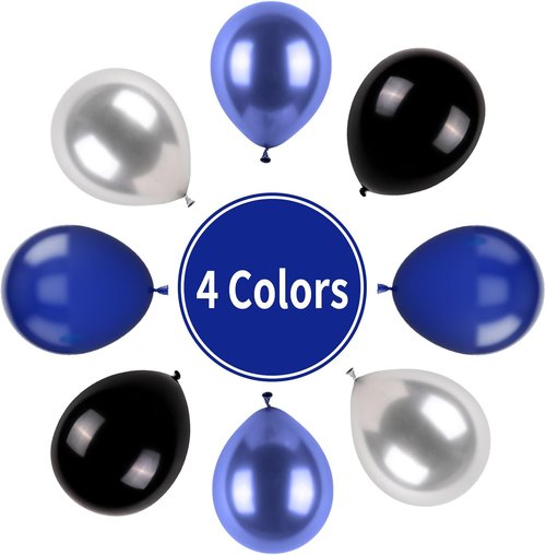 Metallic Navy Blue & Silver Balloons - Perfect for Kids' Birthday, Space Party, or Baby Shower