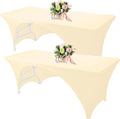 Fivenl Spandex Rectangle Tablecloths - 2 Pack Washable Fitted Covers for 6FT Tables | Beige, 72 x 30 Inch