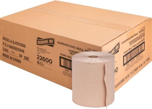 Genuine Joe Embossed Hardwound Roll Towels - Pack of 6 | Durable & Absorbent Design