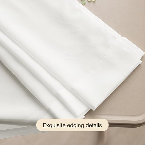 Anmao Non-See-Through Off White Privacy Semi Sheer Curtains for Living Room 84 Inch Length 2 Panels Set, Light Filtering that Let Light in Rod Pocket Window Drapes for Bedroom, 52W x 84L, Ivory White