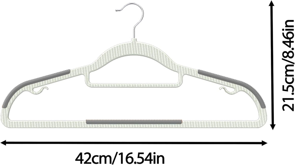 Skiennix Heavy Duty Plastic Hangers - Non-Slip Design with Rubber Pads, 360° Hook | Space-Saving Gray 60-Pack