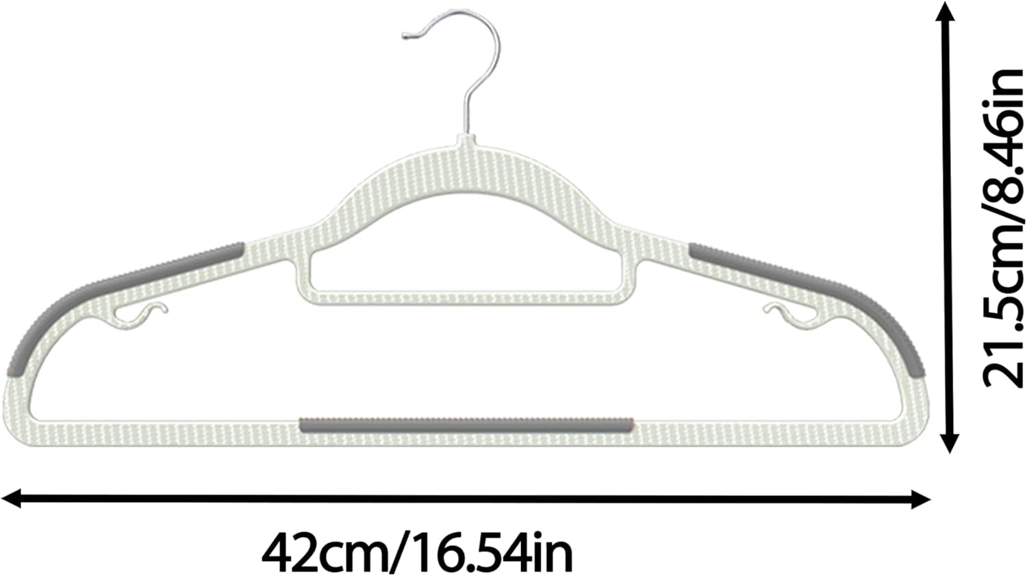 Skiennix Heavy Duty Plastic Hangers - Non-Slip Design with Rubber Pads, 360° Hook | Space-Saving Gray 60-Pack