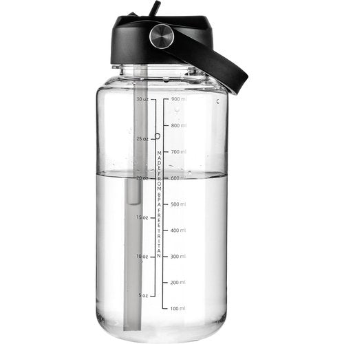 OLDLEY 32 oz Clear Water Bottle with Straw,Tritan BPA-Free, Wide Mouth, Leak Proof - for Gym, Travel, Home, School, Office (Clear)
