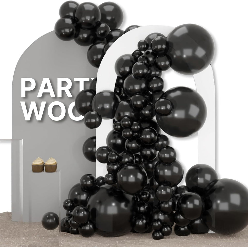 PartyWoo Black Balloon Arch Kit - 155 Pcs in 5 Sizes for Baby Showers, Birthdays & Anniversaries