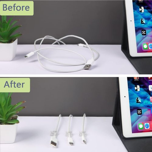 KGROTE Cable Clips - 60PCS Adhesive Wire Organizers for Desk & Wall | Clear Cord Holders for Christmas Lights