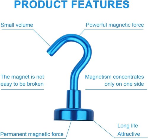 DIYMAG Magnetic Hooks - 30Lbs Heavy Duty S-Hooks for Classroom, Kitchen, Garage | 20 Pack - Blue