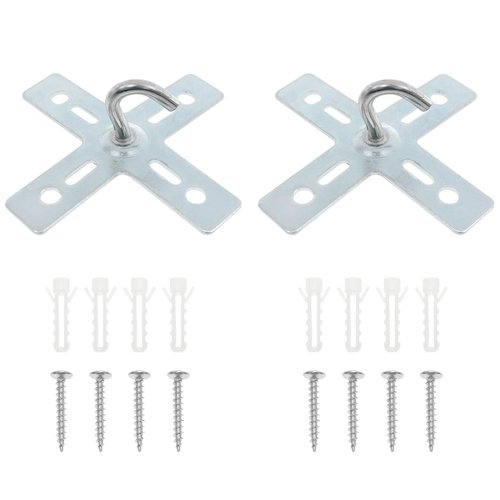 FINBe 2pcs Ceiling Hook kit Cross Ceiling Fan Hook Metal Hanging Plate Fastener Equipped with Installation Screws Suitable for Ceiling Fans or Suspended Lamps