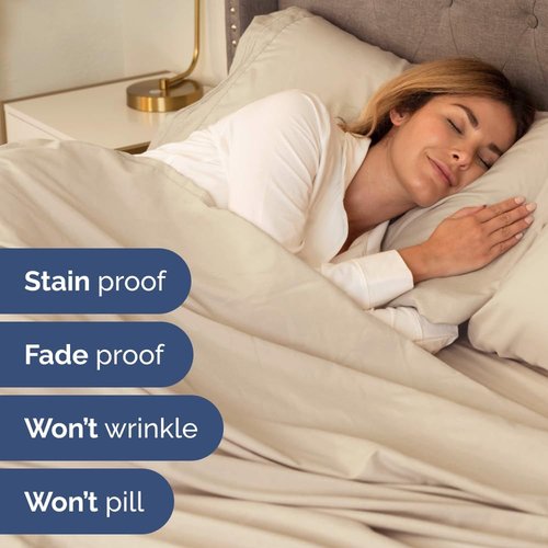 Flex Top Split Head King Sheet Set - Ultra-Soft, Breathable & Cooling Luxury Bedding - Deep Pockets, Oeko-Tex - Wheat