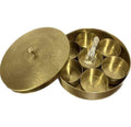 Brass Indian Spice Box, Brass masala Dabba, Brass Spice Box with 7 container & Spoon, Authentic Spices, Masala Box with Individual containers | Size 8 x 8 x 2 IN (Indian Spice Box Only)