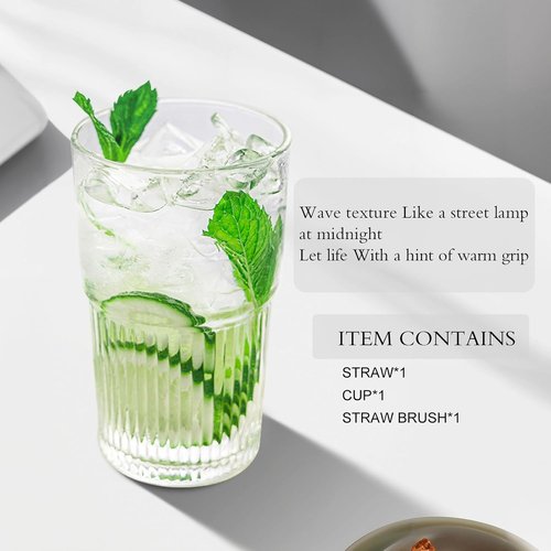 Luiaiog Glass Cups with Lids & Straws - 18.5oz Reusable Tumbler, Shatter-Resistant Design for Iced Coffee & Smoothies