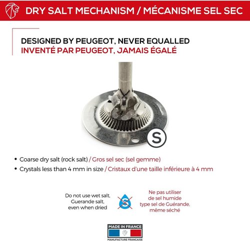 Peugeot - Paris u’Select Manual Salt Mill - Adjustable Grinder - Beechwood, Graphite Finish
