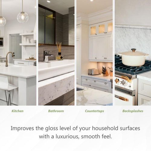 MORE - Stone & Quartz Polish - For Granite, Marble, & Natural Stone Countertops - Spray & Wipe Streak-Free - Water-Based Formula - Marble & Granite Polish - For Indoor & Outdoor Stone - 16 oz