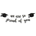 Qumic Graduation Decorations - 10 ft Black We are so Proud of You Banner, Black Graduate Banner, Happy Grad Supplies, Graduation Decorations for Middle School, High School, College