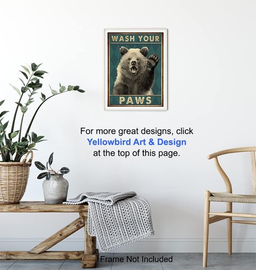 Kids Bathroom Wall Art by Bear | Funny Restroom Sign & Decor | 8x10 Unframed Print