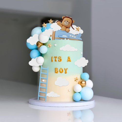 LaVenty Blue Airplane Cake Topper Airplane Cake Decorations Plane Cake Topper for Time Flies 1st Birthday Decorations Airplane Birthday Baby Shower Decorations