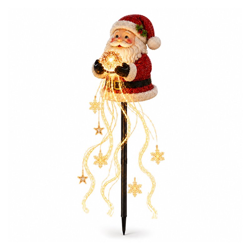 Santa Claus Garden Stake Light with Flowing Snowflake LED Christmas Decor - Variation B2
