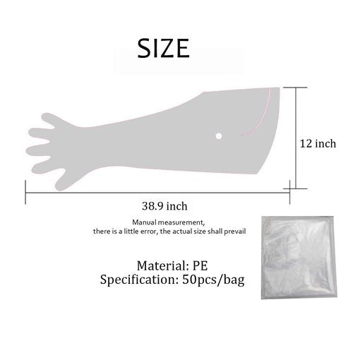 Aihmilcl Halter Disposable Artificial Insemination Gloves, Veterinary Gloves Shoulder Length Disposable Cow Palpation G loves D isposable Animal(50PCS,35")