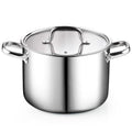Cook N Home Stainless Steel Stockpot 8 Quart, Tri-Ply Clad Soup Pot with Glass Lid, Induction Compatible, Heavy Duty Canning Pot, Dishwasher Oven Safe, Silver