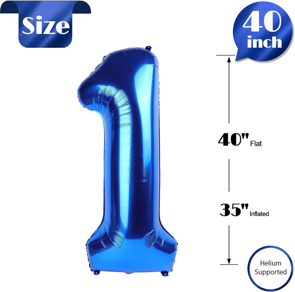 Regine Switzerland Giant Number 1 Balloon - 40 Inch Navy Blue Birthday Decoration for Boys