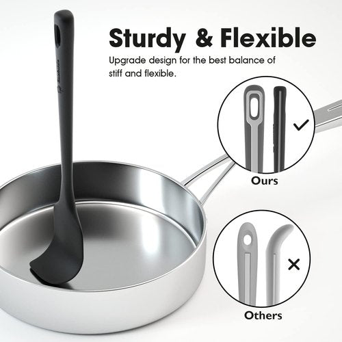 ChefAide Silicone Spatula Set - 4 Pieces, Ergonomic Heat Resistant Rubber Spatulas for Cooking & Baking