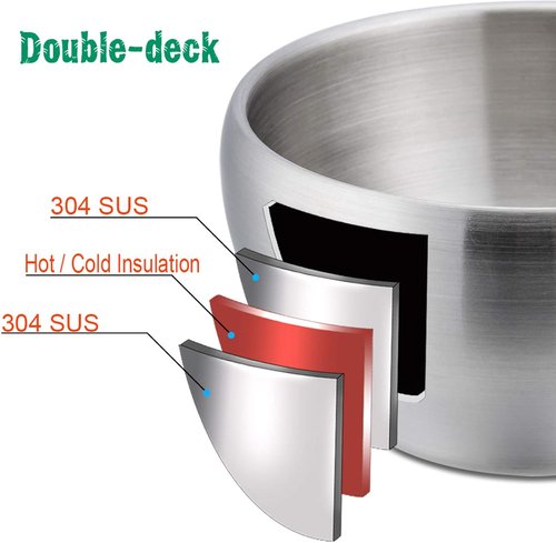E-far Stainless Steel Bowls for Kids - 12 Ounce Double-Deck, Insulated & Shatterproof | Set of 4