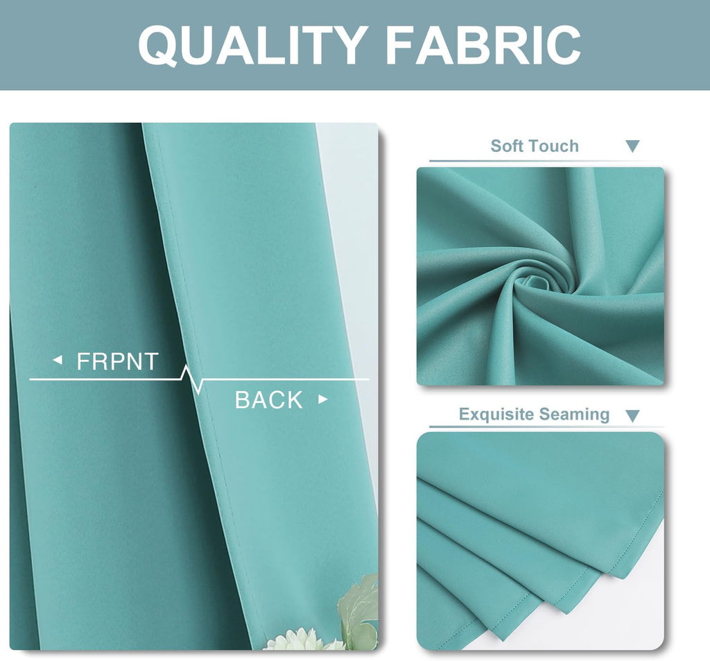 ChrisDowa Small Window Curtains - Grommet Thermal Insulated Room Darkening Panels, Aqua (2 Panels, 29 x 50 Inch)