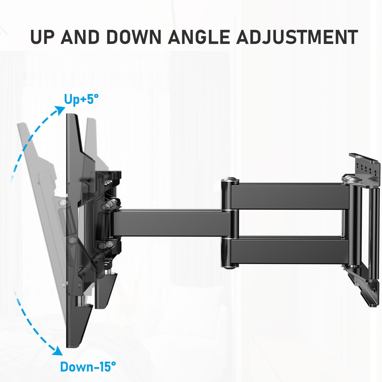 WNJQBY Full Motion TV Wall Mount - 37-85'' Flat/Curved TVs, Swivel Articulating Arms, Max VESA 600x400mm, Tilt Rotation, Holds up to 135 lbs