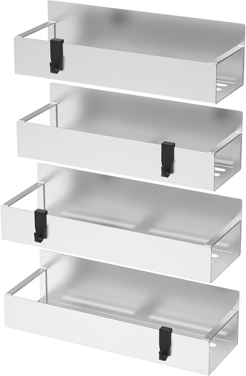 HuggieGems Magnetic Spice Rack Organizer - 4 Pack for Refrigerator & Oven | Silver Storage Solution