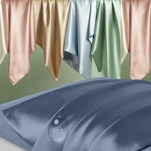 Mulberry Silk Body Pillow Case - Smooth & Cooling Zipper Cover, 20x54 Inches, Ash Blue