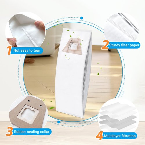 Zibopon Style ST Vacuum Bags Compatible with Sanitaire Commercial Upright Vacuum Cleaner: S600 SC600 SC678 SC688 SC800 SC888 SC888J SC889 Series, Part# 63213B(8 Pack)