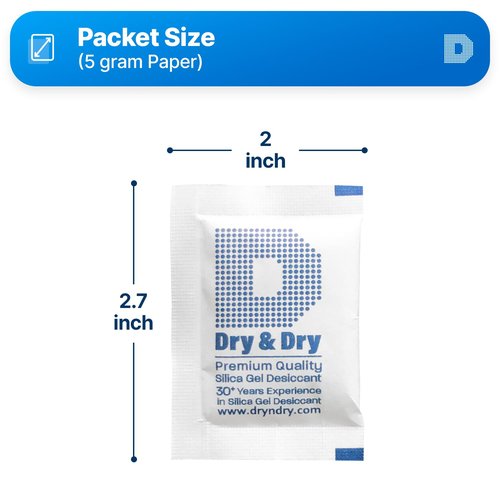 Dry & Dry 5 Gram [30 Packets] Silica Gel Packets Silica Gel Desiccants, Silica Gel Packs - Rechargeable (Food Safe) Silica Gel Packets, Silica Packets