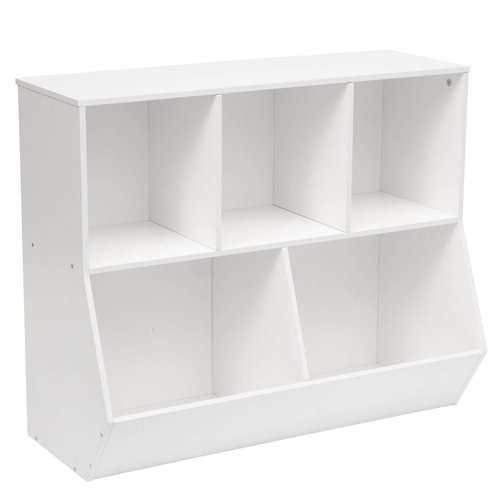 HOOBRO Kids Bookshelf, Bookcase Footboard, Toy Storage Cubby, Children's Toy Shelf, 35.4" L Storage Cabinet, Fit for Children's Room, Playroom, Hallway, Kindergarten, White WT32CW01