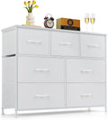 Regine Switzerland 7-Drawer Dresser - Anti-Tip Storage Organizer with Wooden Top | White Finish for Bedroom & Living Room