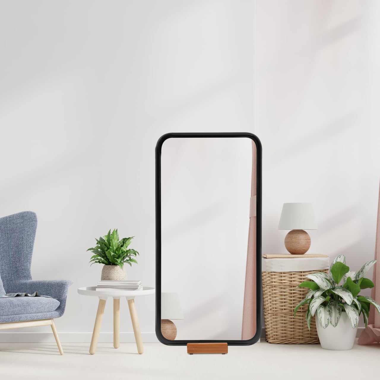 Uonlytech Solid Wood Floor Mirror - Heavy Duty Non-Slip Stand for Full Length Home Decor