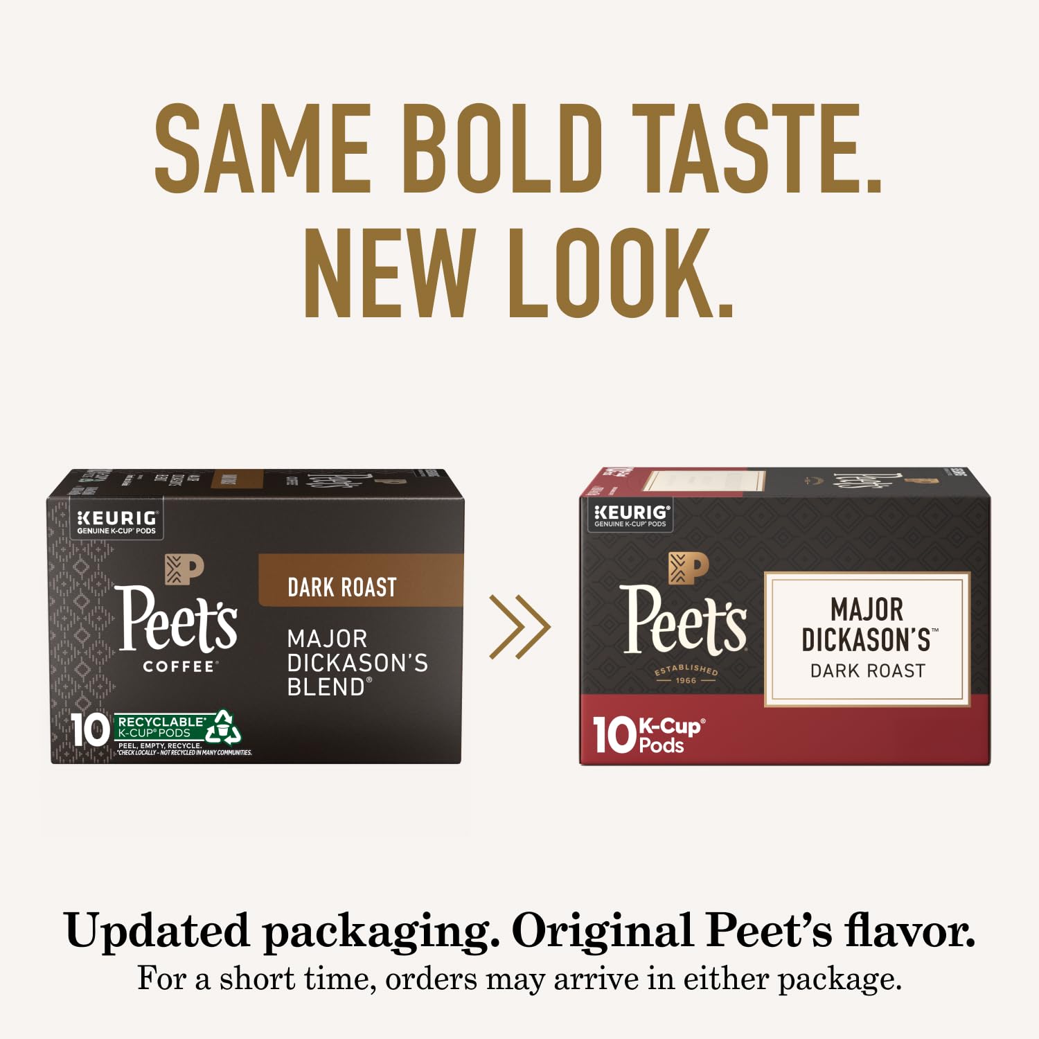 Peet's Coffee K-Cup Pods Dark Roast Variety Pack - 100% Arabica Coffee, 40 Count (4 Boxes)