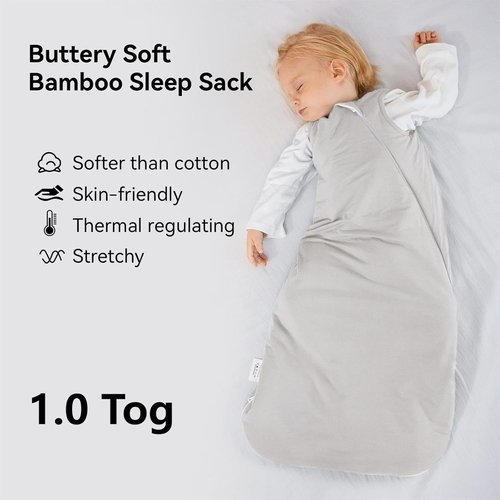 BubblePanda Sleep Sack | Soft Bamboo Toddler Sleeping Bag 12-18 Months | 2-Way Zipper, 1.0 Tog